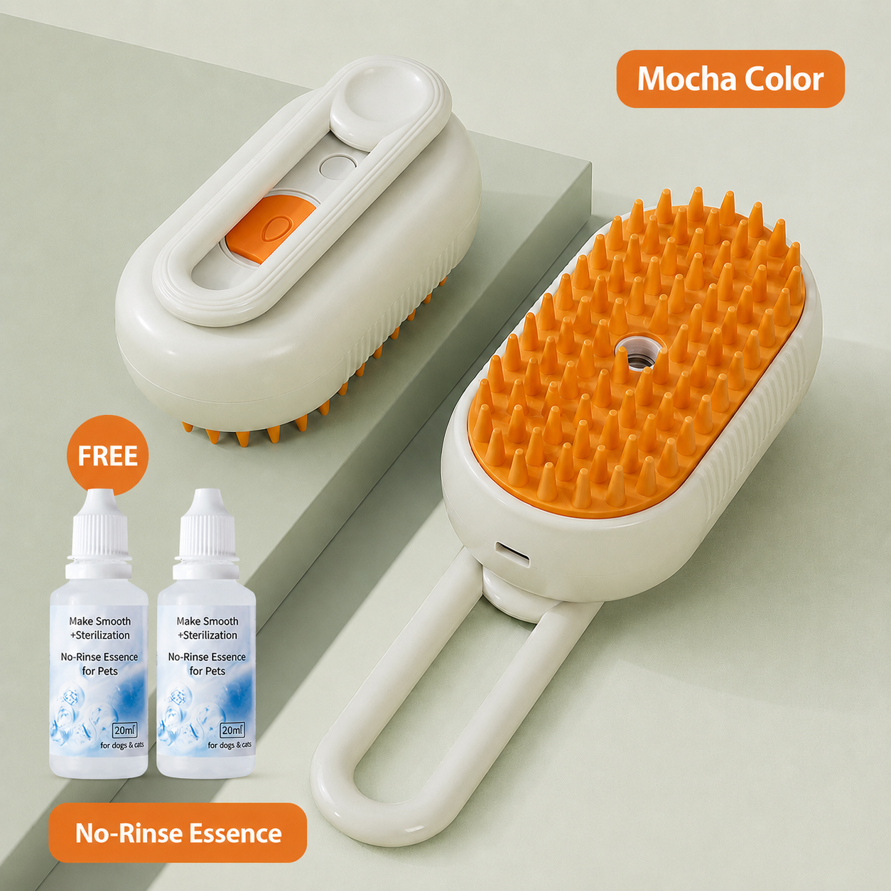 3-in-1 No-Rinse Pet Grooming Brush + Cleansing Solution