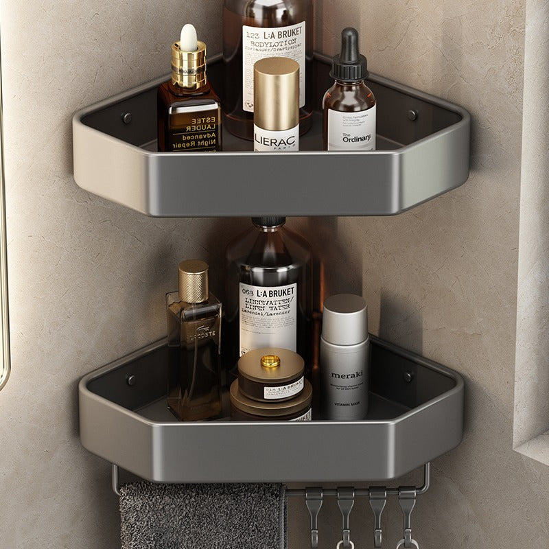 No-Drill Aluminum Corner Shower Shelf