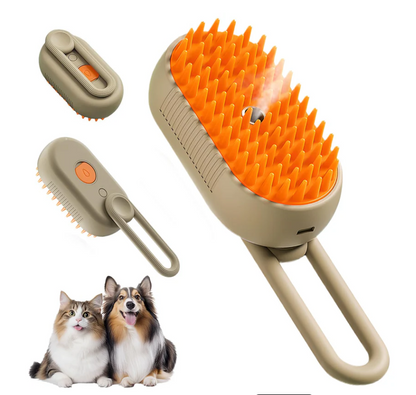 3-in-1 No-Rinse Pet Grooming Brush + Cleansing Solution