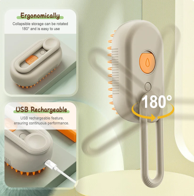3-in-1 No-Rinse Pet Grooming Brush + Cleansing Solution