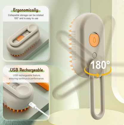 3-in-1 No-Rinse Pet Grooming Brush + Cleansing Solution