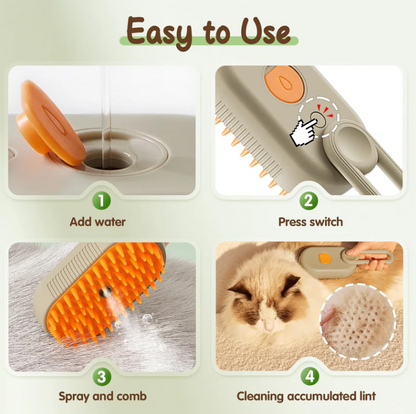 3-in-1 No-Rinse Pet Grooming Brush + Cleansing Solution