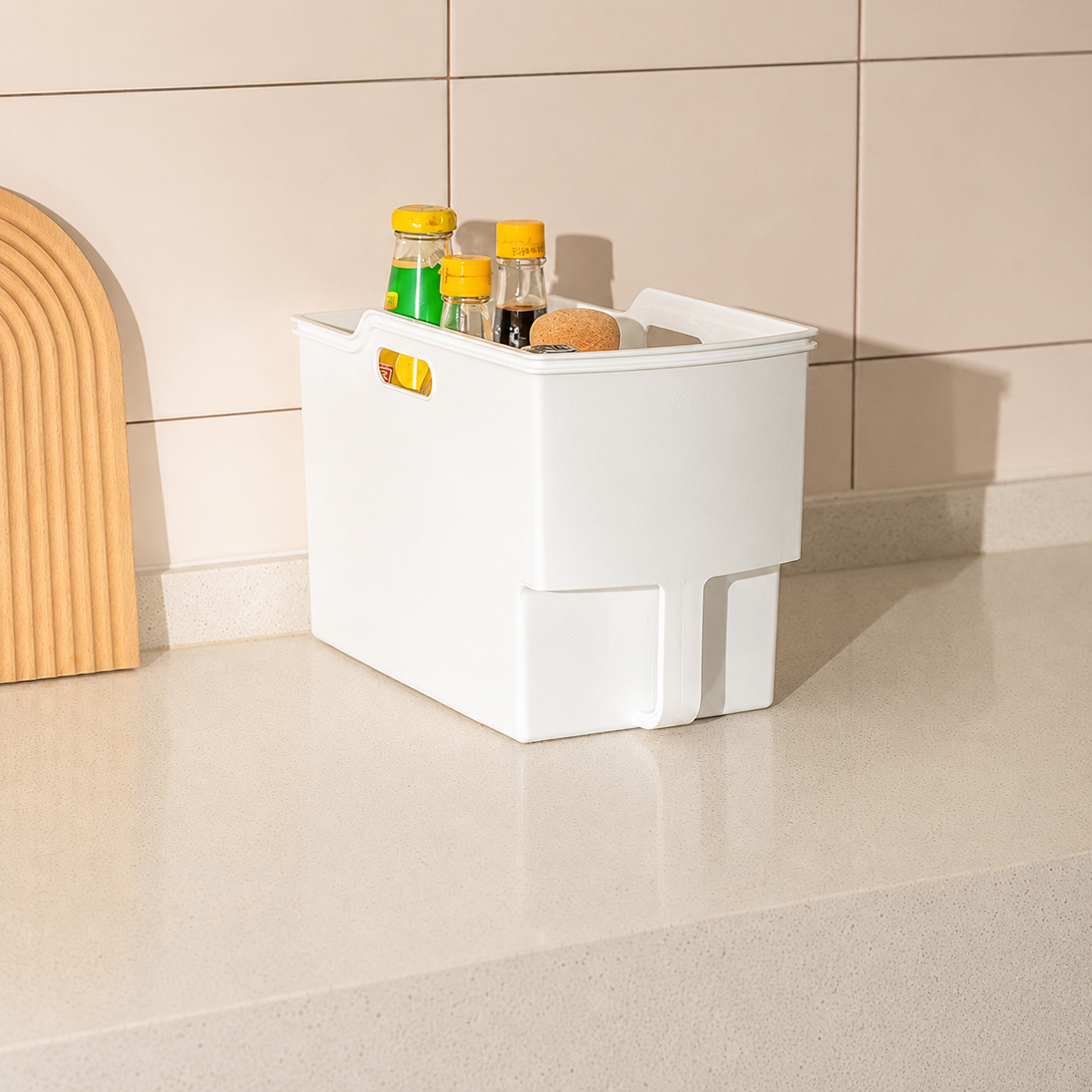 Pull-Out Kitchen Cabinet Storage Bin with Handles