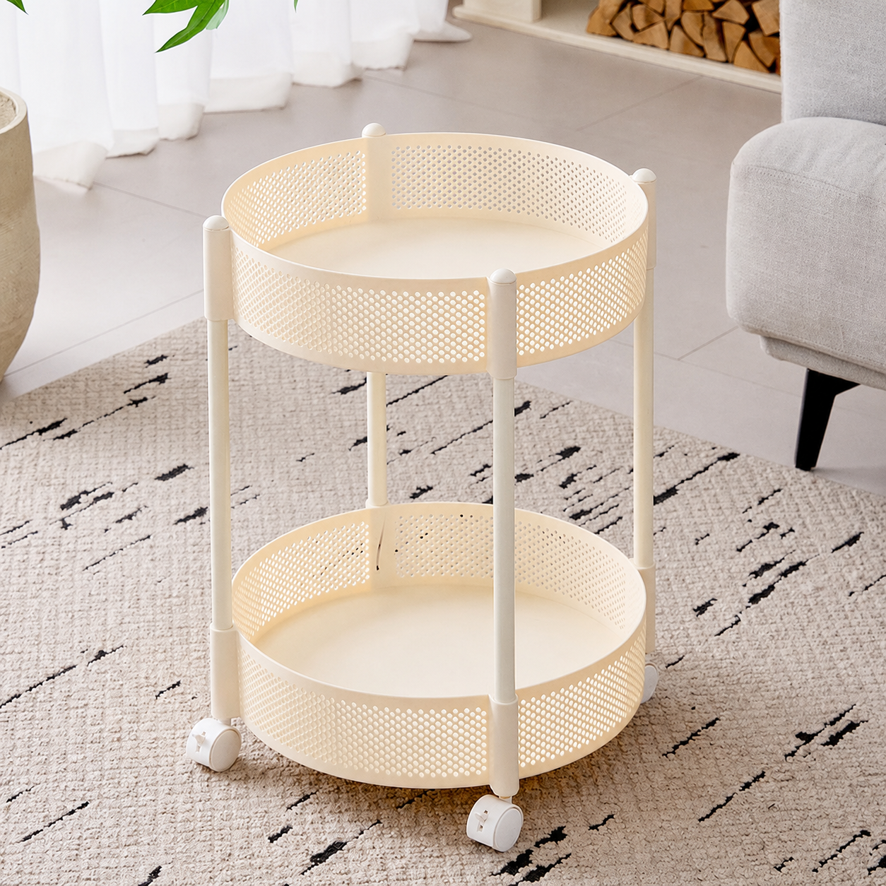 Modern Rolling Glass Side Table