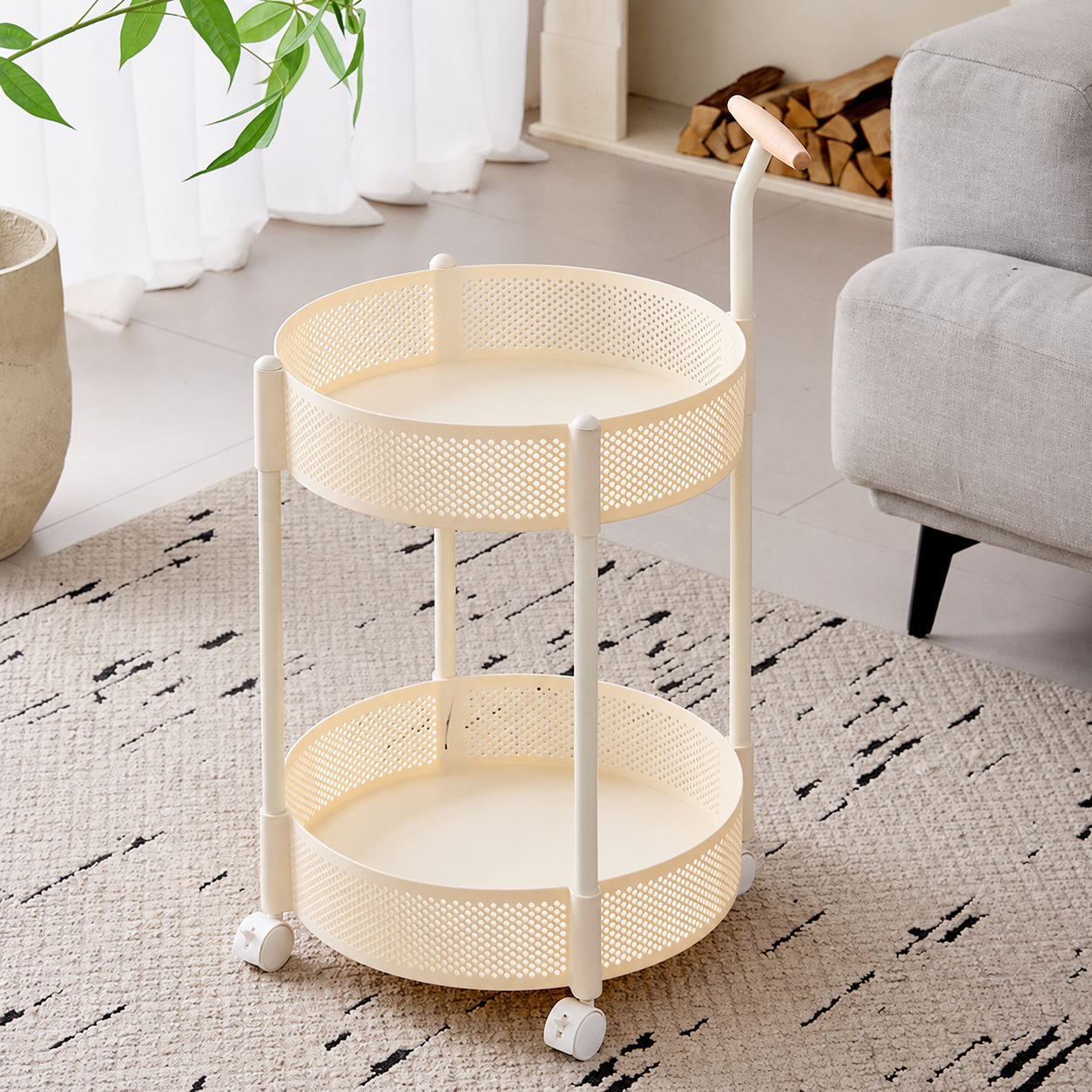 Modern Rolling Glass Side Table