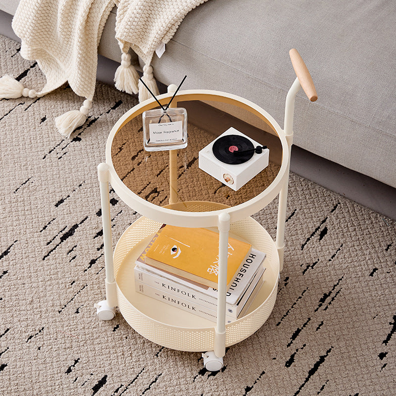 Modern Rolling Glass Side Table
