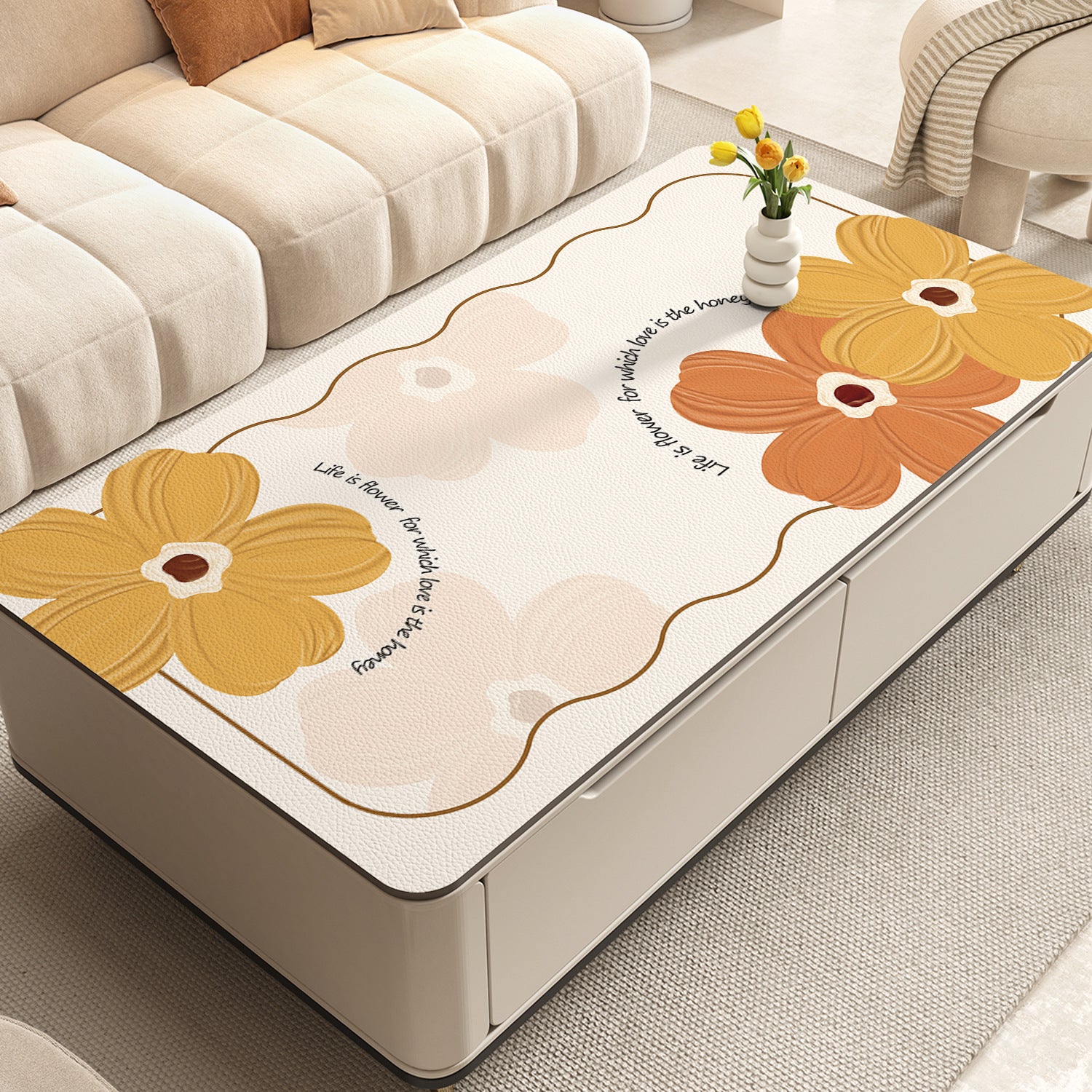 Double-Sided Leather Table Protector Mat