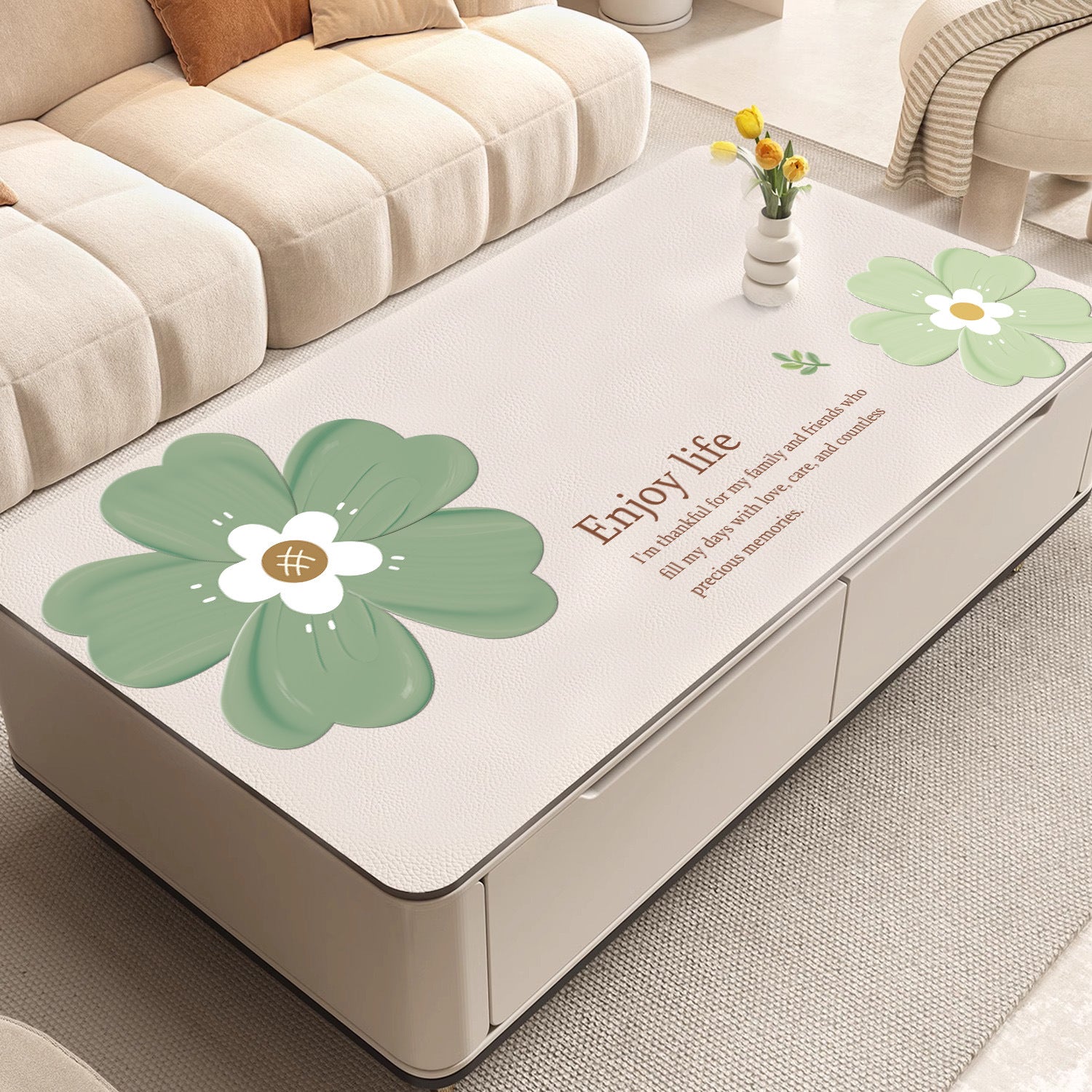 Double-Sided Leather Table Protector Mat