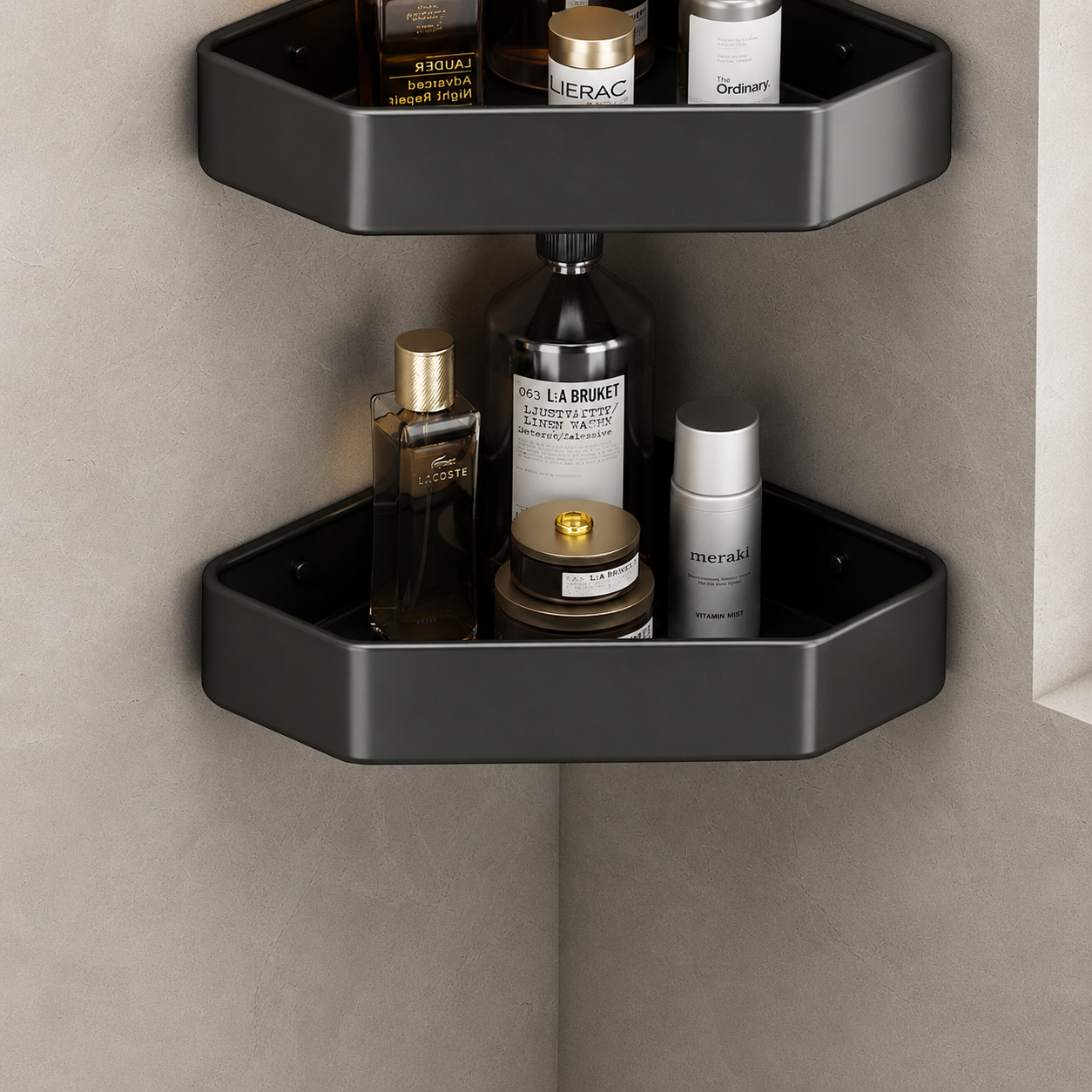 No-Drill Aluminum Corner Shower Shelf