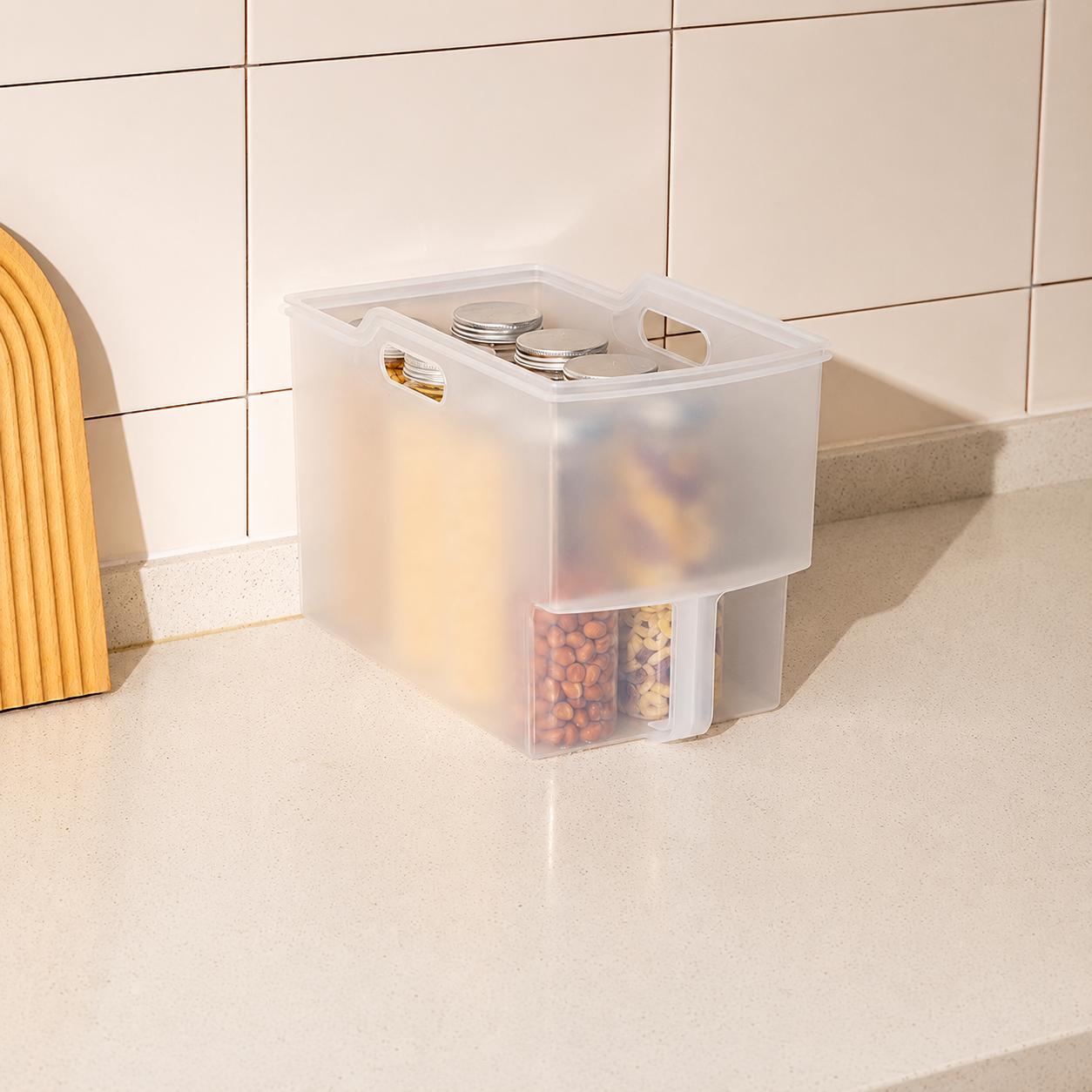 Pull-Out Kitchen Cabinet Storage Bin with Handles