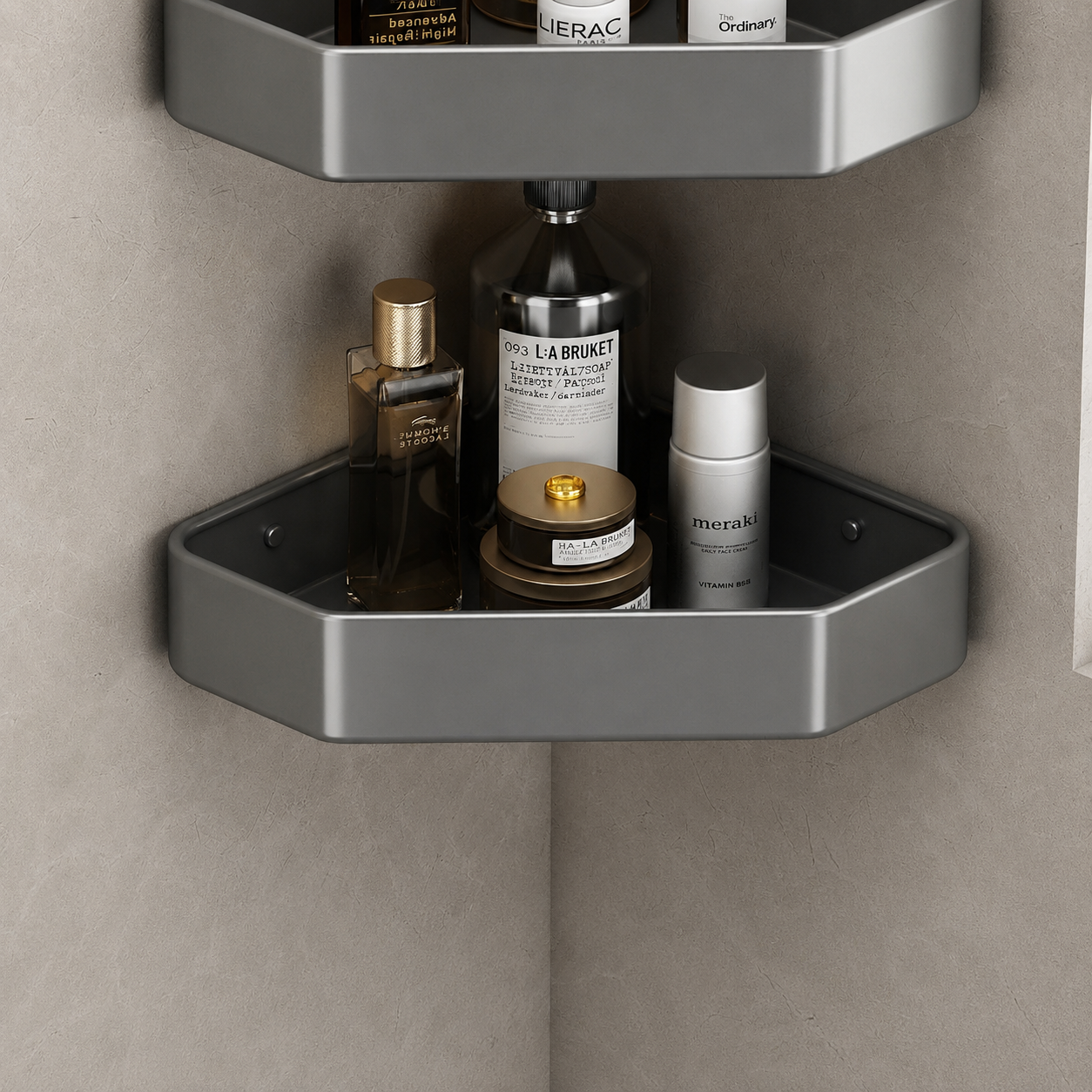 No-Drill Aluminum Corner Shower Shelf