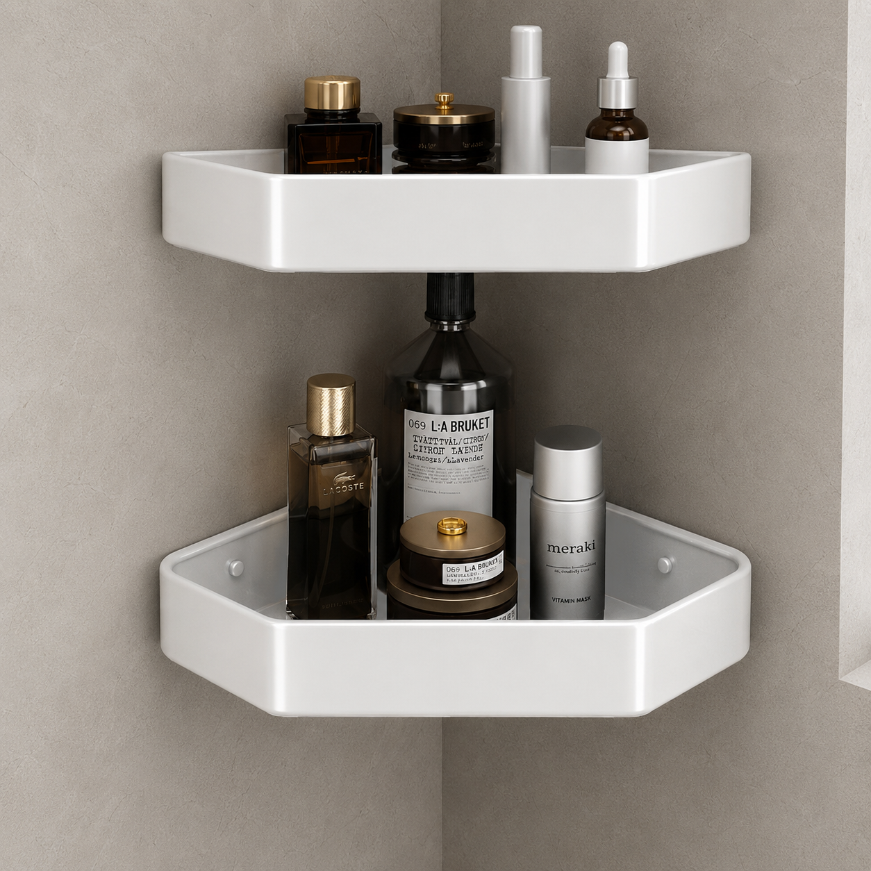 No-Drill Aluminum Corner Shower Shelf