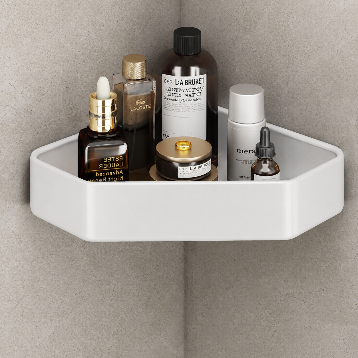 No-Drill Aluminum Corner Shower Shelf