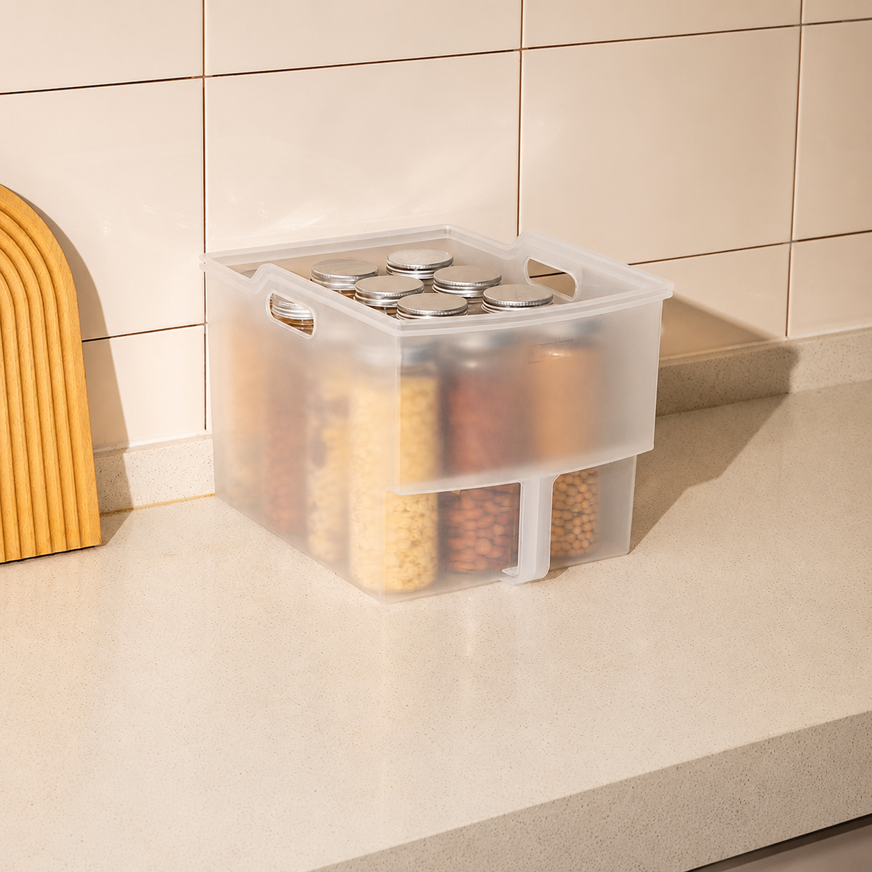 Pull-Out Kitchen Cabinet Storage Bin with Handles