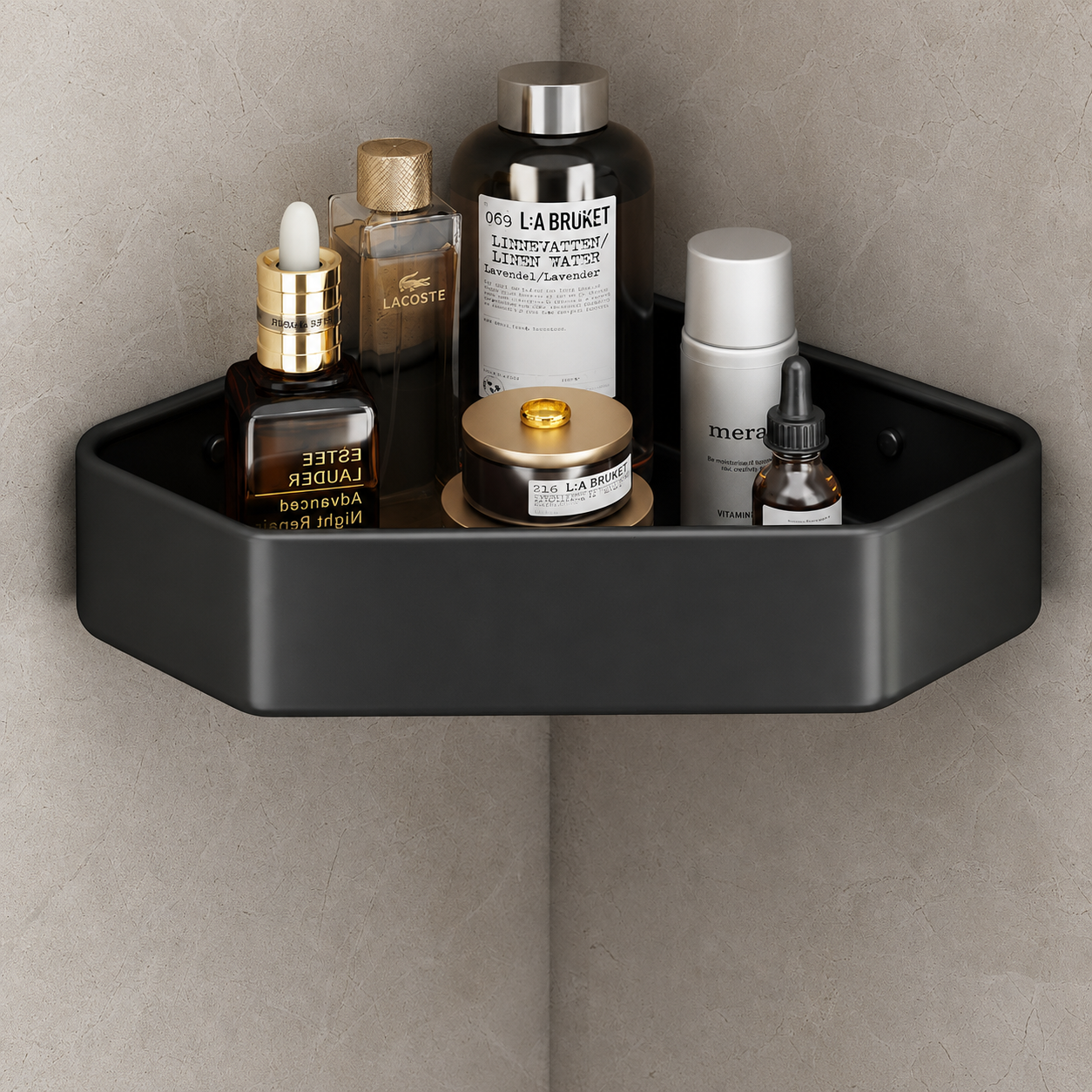 No-Drill Aluminum Corner Shower Shelf